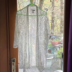 Lightweight White Lace Open-Front Cardigan